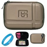 Gun Metal Durable 5.2-inch Protective GPS Carrying Case with Removable Carbineer for Garmin dezl 50LM/50 / 2450 / 1450NOH / 2460LT 5 inch Portable GPS Navigation System + SumacLife TM Wisdom Courage Wristband
